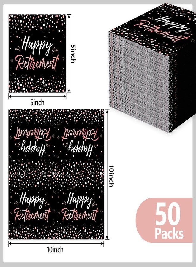 JarThenaAMCS مناديل كوكتيل للتقاعد من جارثينا إيه إم سي إس، ٥٠ قطعة، لون ذهبي وردي، مناديل ورقية للاستخدام مرة واحدة، ثلاث طبقات سميكة، مثالية لحفلات التقاعد. - Image 2